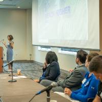 The panel and speaker at the Alumni Leadership Summit.